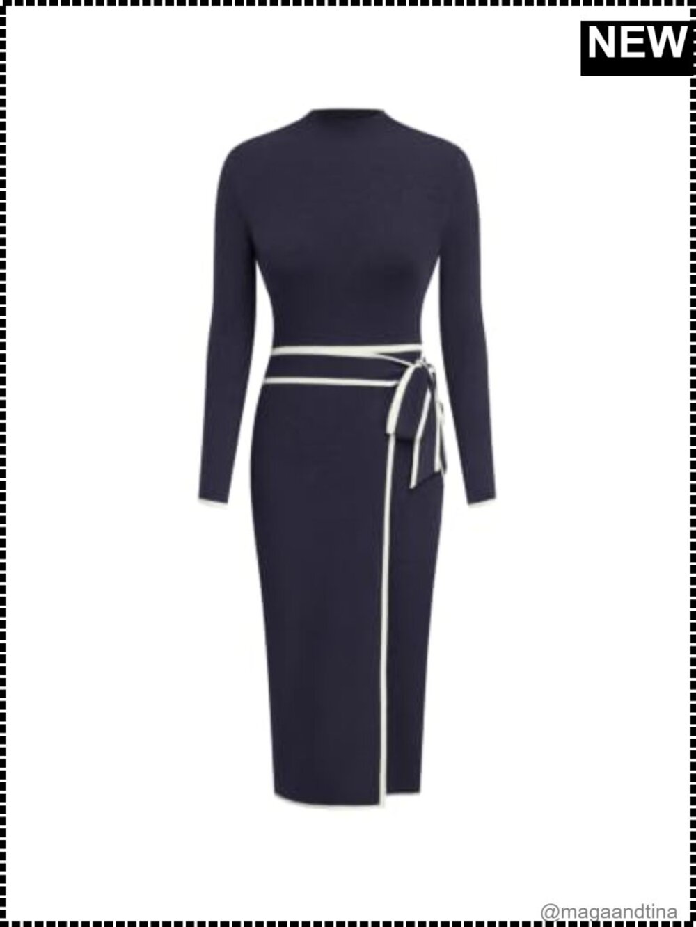 Cider Women Sweater Dress Long Sleeve Mock Turtleneck Midi Work Knit Dress